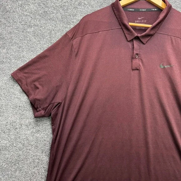Nike Golf Polo Shirt Mens Size XXL Burgundy Short Sleeve Dri-Fit Performance Top - Picture 8 of 12